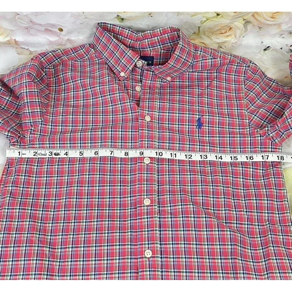 Ralph Lauren Shirt Size Youth Large 14-16 Button Down Long Sleeve Pink Plaid